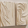 Two Light Toned Abstract Textured Wall Decor With Flowing Patterns 3d model