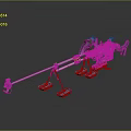 Futuristic Detailed Mechanical Weapon With Long Rod Blue Stands And Metallic Design