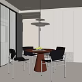 Modern Living Dining Room Interior With Beige Sofa Round Coffee Table And Patterned Rug 3d model