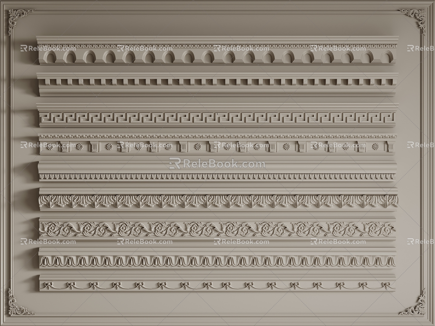 French Line Gypsum Line Gypsum Top Line Ceiling Corner Gypsum Line Combination 3d model