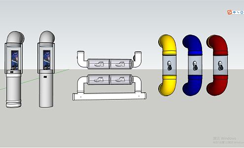 Modern water pipe display props 3d model