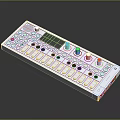 Modern White Electronic Music Controller With Sliders Colorful Buttons Black Knobs And Display Screen 3d model