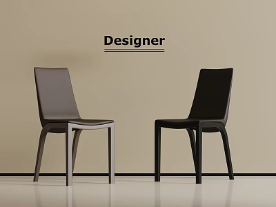 Stylish Designer Gray And Black Dining Chairs Against Beige Wall Background 3d model