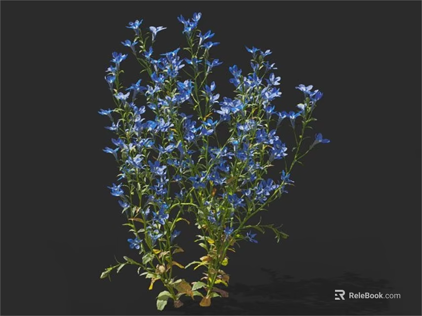 Beautiful Blue Flowers Arranged in a Decorative Vase for Home Decoration 3d model 