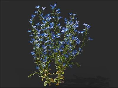 Beautiful Blue Flowers Arranged in a Decorative Vase for Home Decoration 3d model