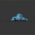 Vibrant Blue Reptile Lizard Crawling on Rough Textured Ground Surface
