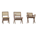 Modern Wooden Dining Chairs With Simple Rattan Back And Seat Design