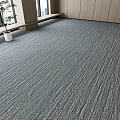 Gray Commercial Carpet With Blue Stripes In Modern Office Interior Space