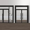 Modern Swing Doors With Glass Panels Black Metal Frames In Contemporary Interior Home Living Space