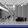Modern Hair Salon Interior With White Decor Mirrors Barber Chairs Front Desk And Green Plants