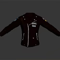 Brown Leather Jacket With Zipper Closure Colorful Patches On Sleeves And Text On Chest