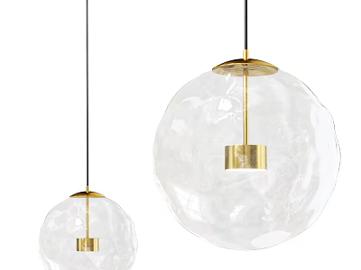 Modern Transparent Glass Pendant Lights With Gold Metal Accents And Spherical Design 3d model