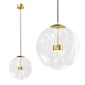 Modern Transparent Glass Pendant Lights With Gold Metal Accents And Spherical Design