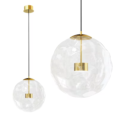 Modern Transparent Glass Pendant Lights With Gold Metal Accents And Spherical Design 3d model