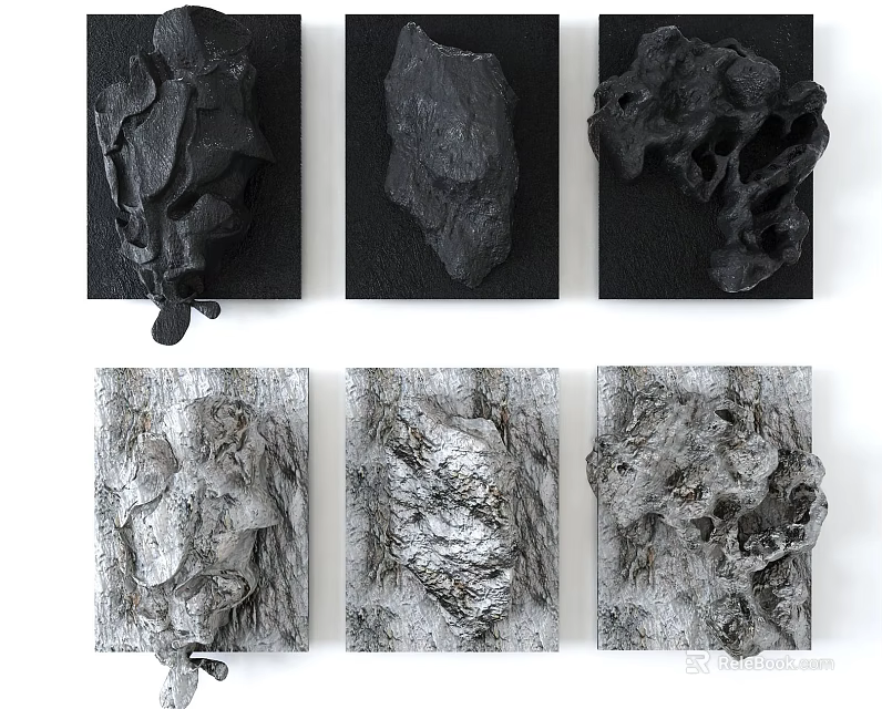 3D Textured Wall Decor In Different Colors And Shapes 3d model 