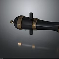 Ancient Black Copper Weapon With Metal Barrel Brass Bands On Metal Stand Vintage Design