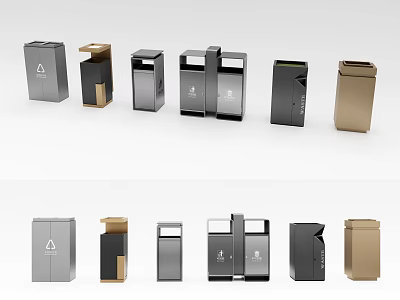 Public Facilities Modern Waste Bins With Various Designs And Contemporary Styles 3d model