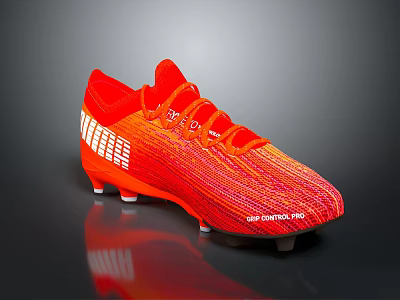 Orange Soccer Cleats Featuring White Stripes Studded Sole and Ultra Boost Pro Technology 3d model