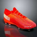Orange Soccer Cleats Featuring White Stripes Studded Sole and Ultra Boost Pro Technology