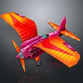 Vibrant Pink And Orange Passenger Plane With Striped Wings And Propeller
