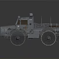 Vintage Gray Truck With Open Cargo Bed Metal Body And Roof Spotlight