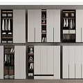 Modern White Wardrobe Design Featuring Multiple Storage Compartments Hanging Areas And Shelves