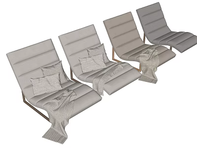 Light Gray Modern Lounge Chairs With Soft Cushions And Cozy Blankets For Comfortable Relaxation Space 3d model