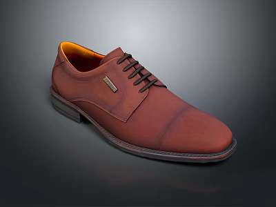 Brown Leather Dress Shoes with Black Laces Orange Lining and Dark Sole 3d model