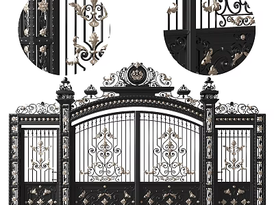 Ornate Wrought Iron Gate Design Featuring Elegant Carvings And Decorative Elements 3d model