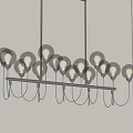 Contemporary Chandelier With Multiple Clear Glass Bulbs On Black Horizontal Bar