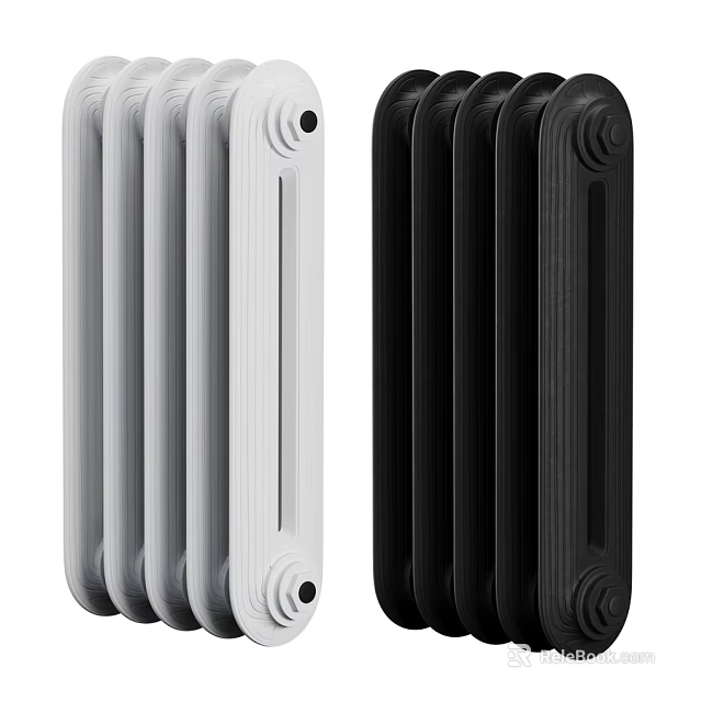 Modern White and Black Radiators with Sleek Contemporary Design for Home Heating Solutions 3d model 
