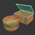 Handwoven Storage Baskets and Rectangular Box for Home Organizing 3d model