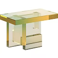 Transparent Acrylic Table With Gradient Pink Blue Purple Colors And Modern Geometric Design