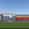 Modern Entrance Gate of Zhengzhou Yangsanji Uniform Clothing Company with Signage Vehicles and Grassland
