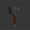 Industrial Metal Head Weapon Hammer With Red Wooden Handle And Bolted Design