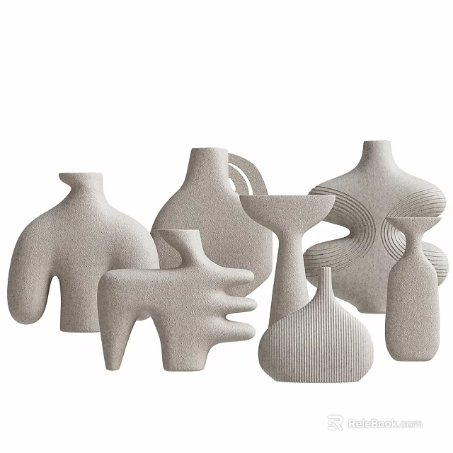Modern Minimalist Decorative Ornament Set With Abstract Shapes And Matte Finish 3d model 