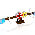 Colorful Seesaw Playground Equipment With Spring Base And Blue Seats