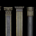 Roman Columns Featuring Various Classical Ornate Designs And Architectural Details 3d model