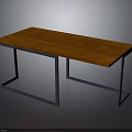 Stylish Modern Wooden Table With Brown Top And Black Metal Legs
