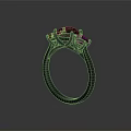 Elegant Gold Diamond Ring Featuring Central Stone And Side Accents On Dark Surface 3d model