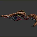 Futuristic Sci Fi Weapon With Orange Exoskeleton And Blue Energy Core Structure