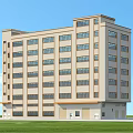 Modern Multi Storey Industrial Factory Building Exterior With Numerous Windows And Green Lawn