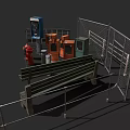 Public Street Facilities Featuring Blue Phone Booth Red Fire Hydrants Green Bench And Metal Fence