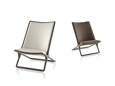 Sleek Light And Dark Leisure Chairs With Leather Upholstery And Metal Frame 3d model