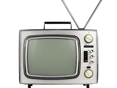 Vintage Silver Classic Television Set With Retro Antenna And Control Knobs 3d model