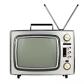 Vintage Silver Classic Television Set With Retro Antenna And Control Knobs 3d model