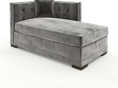Elegant Gray Velvet Chaise Lounge With Button Tufted Backrest Modern Design 3d model