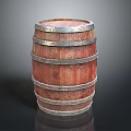 Rustic Wooden Barrel Featuring Metal Hoops And Distressed Wood Finish