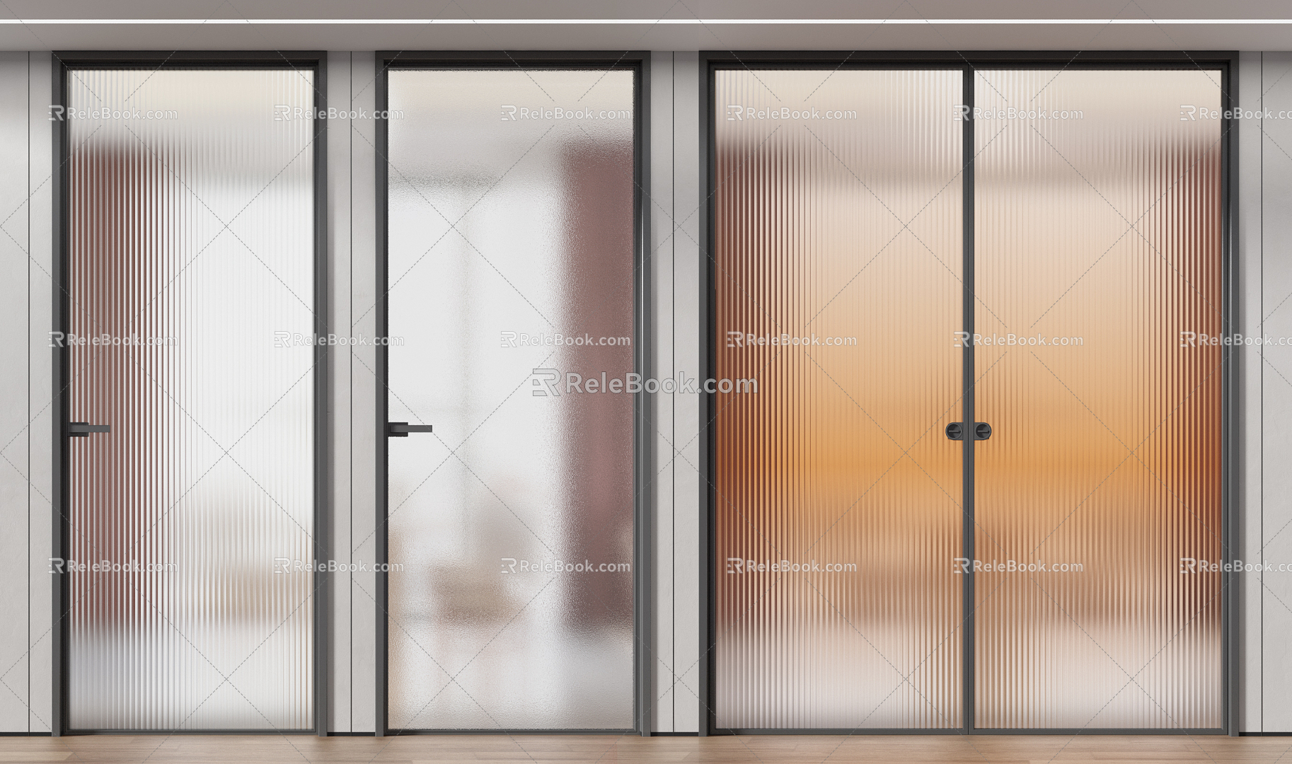 Modern Glass Door Minimalist Glass Door 3d model