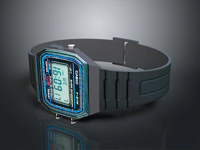 Casio Digital Watch With Classic Design Black Resin Strap And Digital Time 3d model